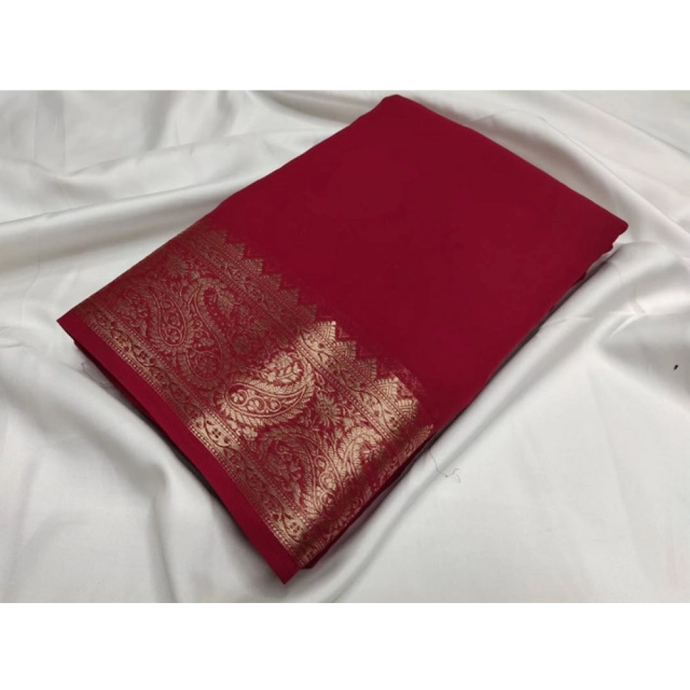 PID-64833-Women-s-Crape-Chit-Pallu-Solid-Saree-With-Unstitched-Blouse-5-5-Mtr-Maroon-1-1000x1000-1.webp Women's Crepe Chit Pallu Solid Saree With Unstitched Blouse 5.5Mtr (Maroon) - Image 1