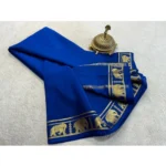 Women's Crepe Chit Pallu Solid Saree With Unstitched Blouse 5.5Mtr (Navy Blue) - Image 2