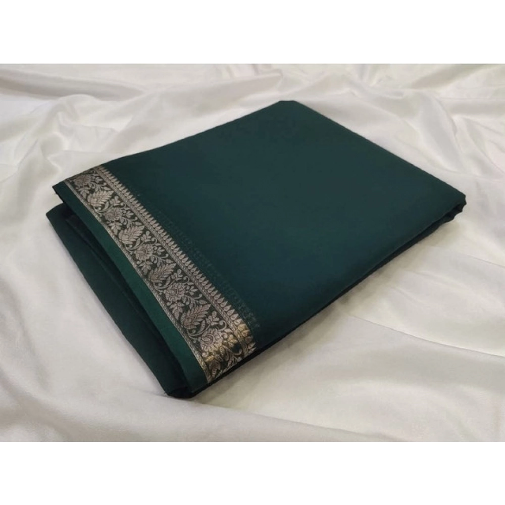 PID-64869-Women-s-Crape-Chit-Pallu-Solid-Saree-With-Unstitched-Blouse-5-5-Mtr-Bottle-Green-1-1000x1000-1.webp Women's Crepe Chit Pallu Solid Saree With Unstitched Blouse 5.5Mtr (Bottle Green) - Image 1