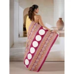 Women's Satin Crepe Printed Saree With Unstitched Blouse 5.5Mtr (Mustard) - Image 4