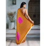 Women's Satin Crepe Printed Saree With Unstitched Blouse 5.5Mtr (Mustard) - Image 4