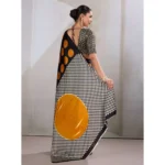 Women's Satin Crepe Printed Saree With Unstitched Blouse 5.5Mtr (Mustard) - Image 4
