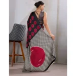 Women's Satin Crepe Printed Saree With Unstitched Blouse 5.5Mtr (Maroon) - Image 4