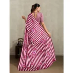 Women's Satin Crepe Printed Saree With Unstitched Blouse 5.5Mtr (Maroon) - Image 4
