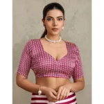 Women's Satin Crepe Printed Saree With Unstitched Blouse 5.5Mtr (Maroon) - Image 2