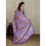 Women's Satin Crepe Printed Saree With Unstitched Blouse 5.5Mtr (Purple) - Image 4