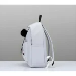 Unisex PU Leather Solid Medium Zipper Backpack (Grey) - Image 4