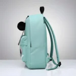 Unisex PU Leather Solid Medium Zipper Backpack (Green) - Image 4