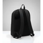Unisex PU Leather Solid Medium Zipper Backpack (Black) - Image 5