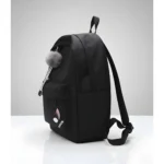 Unisex PU Leather Solid Medium Zipper Backpack (Black) - Image 4