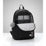 Unisex PU Leather Solid Medium Zipper Backpack (Black) - Image 3