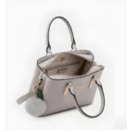 Women's PU Leather Solid Shoulder Zipper Handbag (Grey) - Image 3