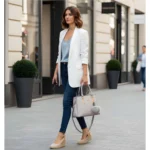 Women's PU Leather Solid Shoulder Zipper Handbag (Grey) - Image 2