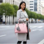 Women's PU Leather Solid Shoulder Zipper Handbag (Pink) - Image 2