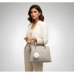 Women's PU Leather Solid Shoulder Zipper Handbag (Grey) - Image 2