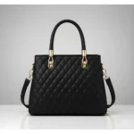 Women's PU Leather Solid Shoulder Zipper Handbag (Black) - Image 5
