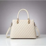 Women's PU Leather Solid Shoulder Zipper Handbag (Cream) - Image 3