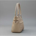 Women's PU Leather Solid Shoulder Zipper Handbag (Beige) - Image 5