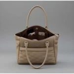 Women's PU Leather Solid Shoulder Zipper Handbag (Beige) - Image 4