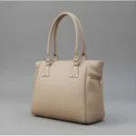 Women's PU Leather Solid Shoulder Zipper Handbag (Beige) - Image 3