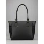 Women's PU Leather Solid Shoulder Zipper Handbag (Black) - Image 5