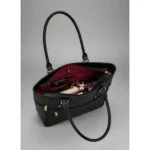 Women's PU Leather Solid Shoulder Zipper Handbag (Black) - Image 4