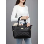 Women's PU Leather Solid Shoulder Zipper Handbag (Black) - Image 2