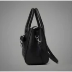 Women's PU Leather Solid Shoulder Zipper Handbag (Black) - Image 4
