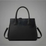 Women's PU Leather Solid Shoulder Zipper Handbag (Black) - Image 3