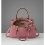 Women's PU Leather Solid Shoulder Zipper Handbag (Pink) - Image 4
