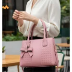 Women's PU Leather Solid Shoulder Zipper Handbag (Pink) - Image 2