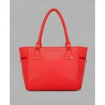 Women's PU Leather Solid Shoulder Zipper Handbag (Red) - Image 5