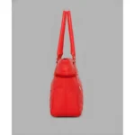 Women's PU Leather Solid Shoulder Zipper Handbag (Red) - Image 3