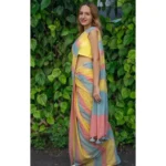 Women's Linen Printed Saree With Unstitched Blouse 5.5Mtr (Multicolor) - Image 2