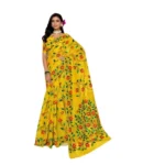 Women's Georgette Printed Saree With Unstitched Blouse 5.5Mtr (Yellow) - Image 2