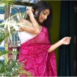 Women's Georgette Printed Saree With Unstitched Blouse 5.5Mtr (Pink) - Image 4