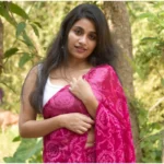 Women's Georgette Printed Saree With Unstitched Blouse 5.5Mtr (Pink) - Image 2