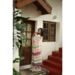 Women's Linen Printed Saree With Unstitched Blouse 5.5Mtr (Multicolor) - Image 4
