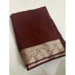 Women's Vichitra Silk Printed Saree With Unstitched Blouse 5.5Mtr (Brown) - Image 2