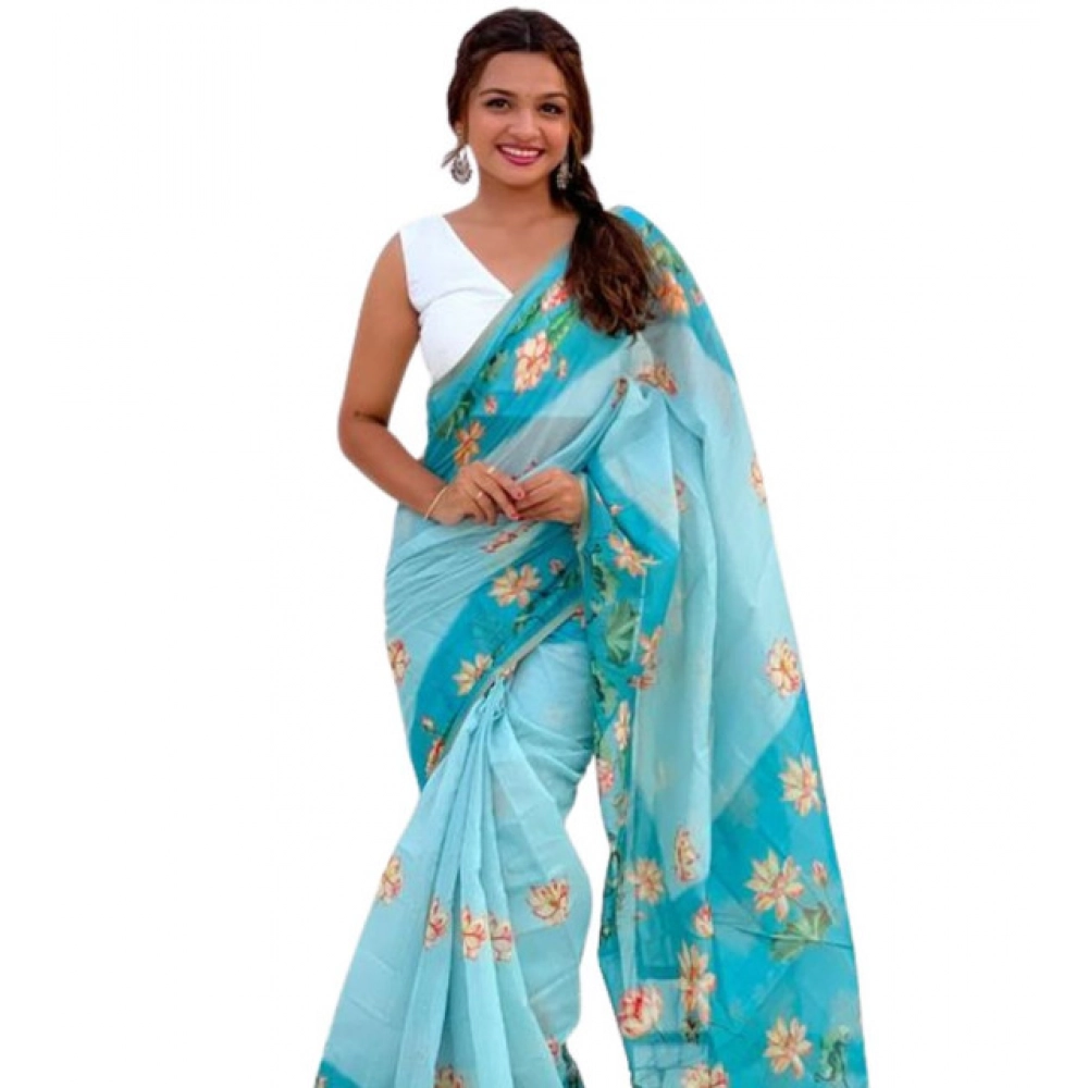 PID-65204-Women-s-Linen-Printed-Saree-With-Unstitched-Blouse-5-5-Mtr-Aqua-1-1000x1000-1.webp Women's Linen Printed Saree With Unstitched Blouse 5.5Mtr (Aqua) - Image 1