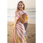 Women's Linen Printed Saree With Unstitched Blouse 5.5Mtr (Yellow) - Image 2