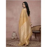 Women's Cotton Printed Saree With Unstitched Blouse 5.5Mtr (Golden) - Image 3