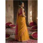 Women's Cotton Printed Saree With Unstitched Blouse 5.5Mtr (Yellow) - Image 3