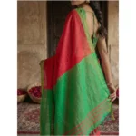 Women's Cotton Printed Saree With Unstitched Blouse 5.5Mtr (Red) - Image 2
