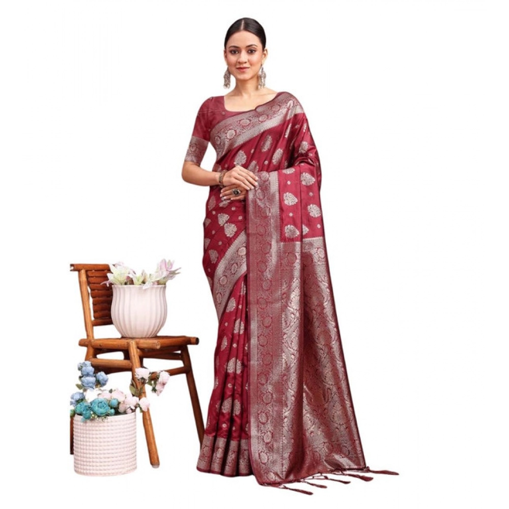 PID-65258-Women-s-Banarasi-Silk-Printed-Saree-With-Unstitched-Blouse-5-5-Mtr-Maroon-1-1000x1000-1.webp Women's Banarasi Silk Printed Saree With Unstitched Blouse 5.5Mtr (Maroon) - Image 1