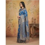 Women's Silk Blend Printed Saree With Unstitched Blouse 5.5Mtr (Sky Blue) - Image 2