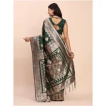 Women's Banarasi Silk Printed Saree With Unstitched Blouse 5.5Mtr (Green) - Image 4