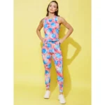 Women's Polyester Lycra Printed Sleeveless Active Wear (Multicolor) - Image 3