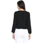 Women's Polyester Solid Long Sleeves Blazer (Black) - Image 5