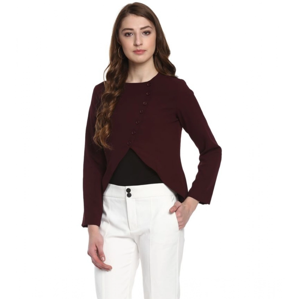 PID-65321-Women-s-Polyester-Diagonal-Cut-Long-Sleeves-Blazer-Maroon-1-1000x1000-1.webp Women's Polyester Diagonal Cut Long Sleeves Blazer (Maroon) - Image 1